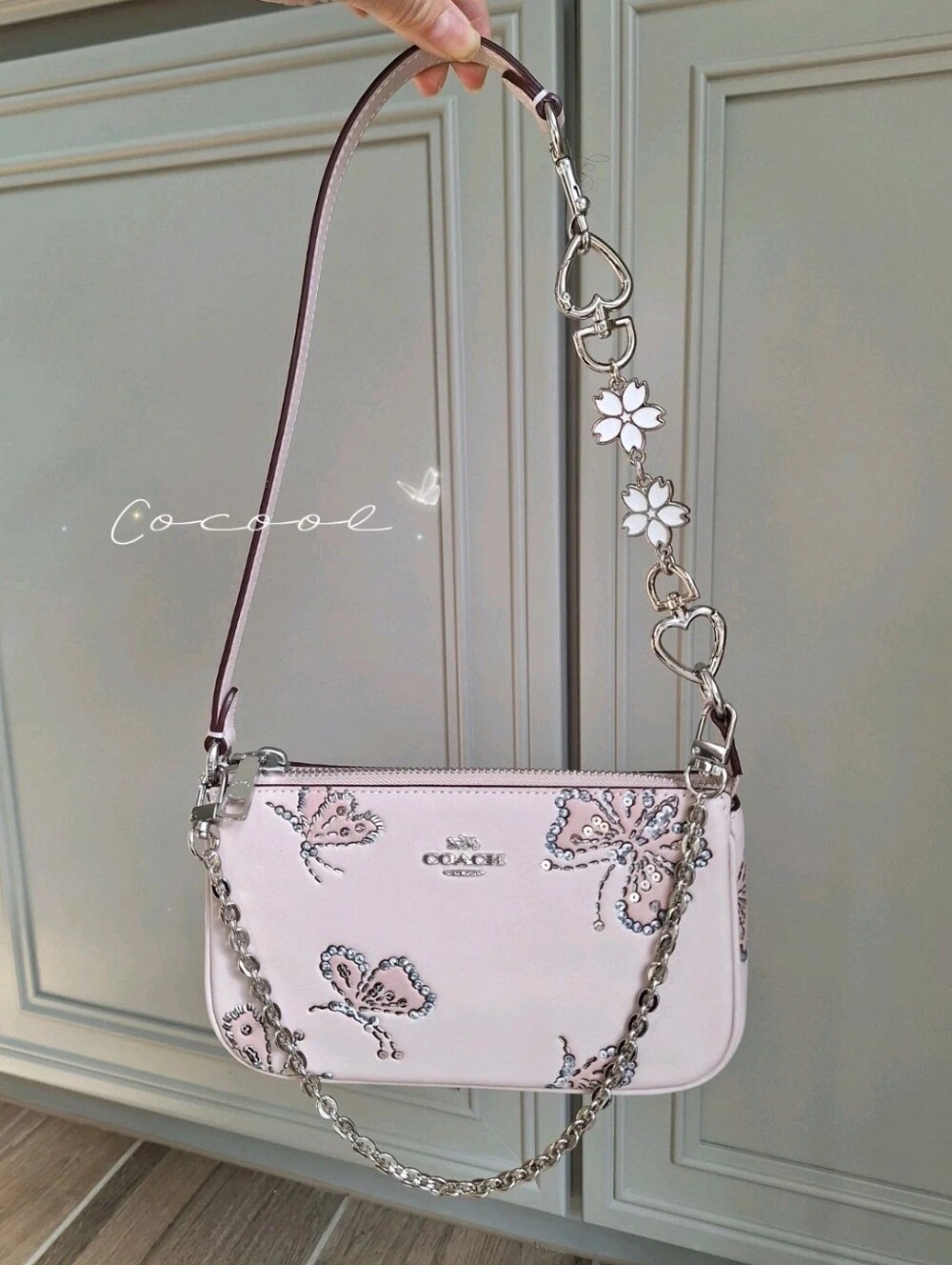 NWT！3PCS COACH Nolita 19 With Sparkly Butterfly Print（CCF58）fast shipping